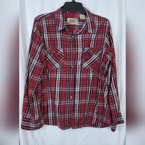 C.E.‎ Schmidt Women's Workwear Red Plaid Long Sleeve Button Down Shirt Size L